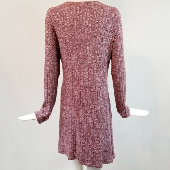 Kristin Nicole Heathered Mock Neck V-Neck Dress Lg - Picture 3 of 5